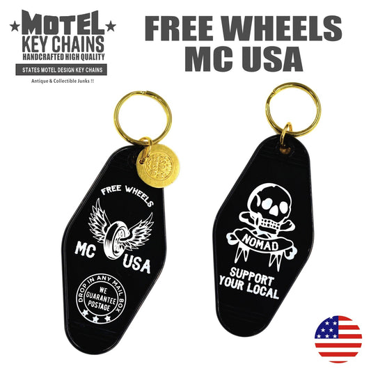 FREE WHEEL  BLACK  モーテルキー　キータグ　キーホルダー