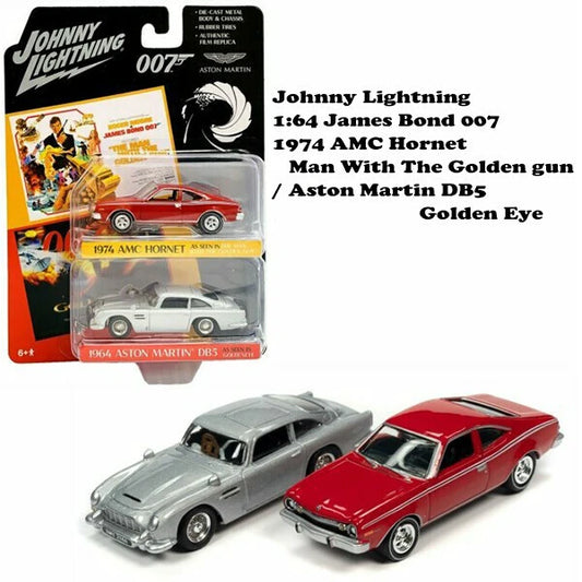 JOHNNY LIGHTNING 1:64 James Bond 007 1974 AMC Hornet & 1964 Aston Martin DB5 ミニカー