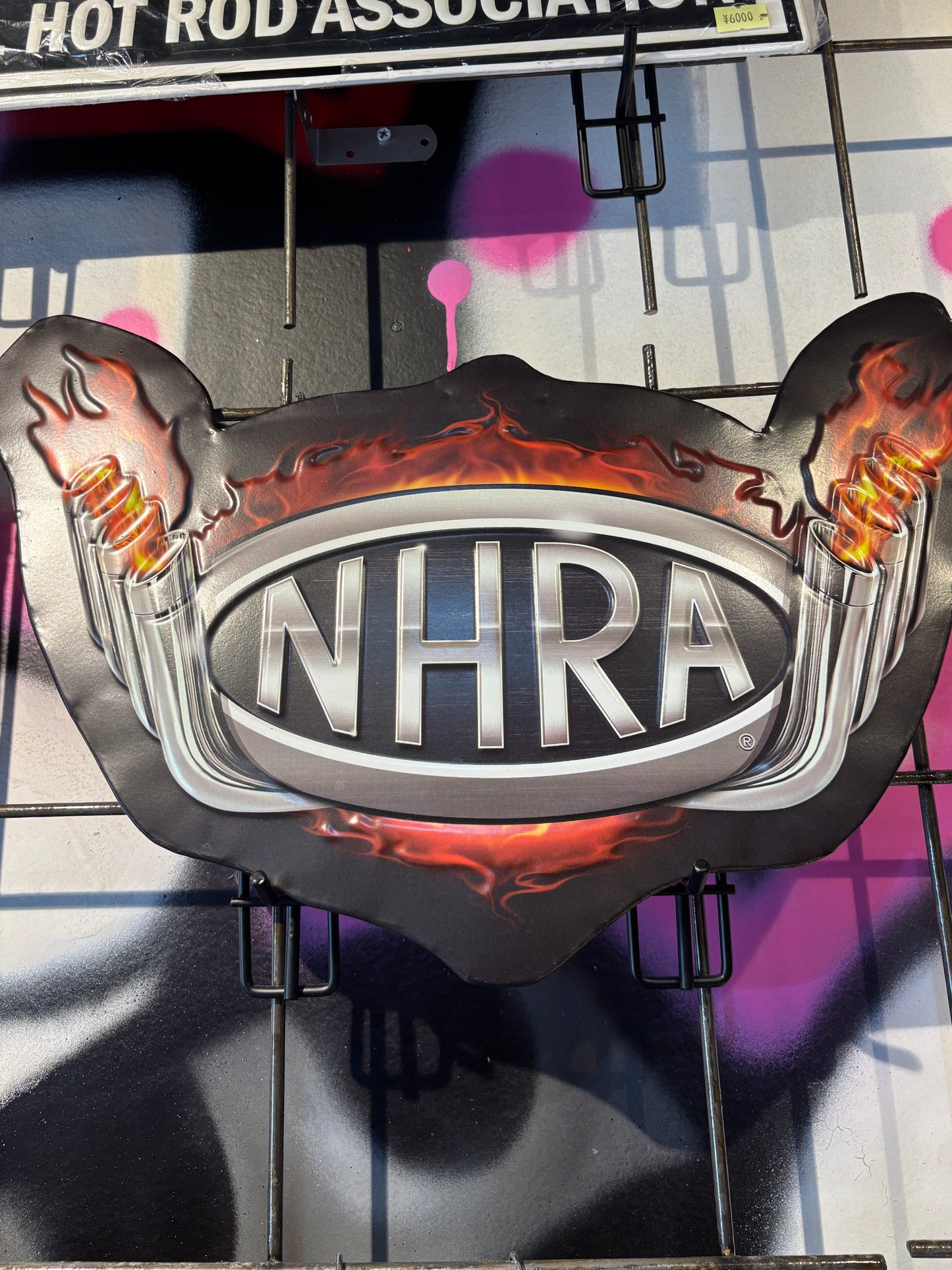 NHRA FLAMES エンボスメタルサイン